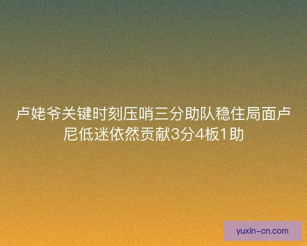 卢姥爷关键时刻压哨三分助队稳住局面卢尼低迷依然贡献3分4板1助